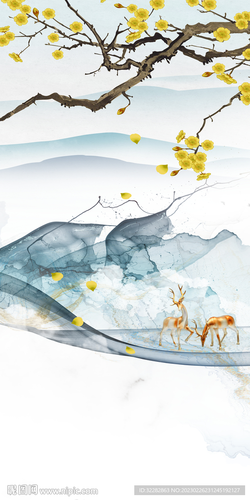 高清 玄关意境山水 TIf分层