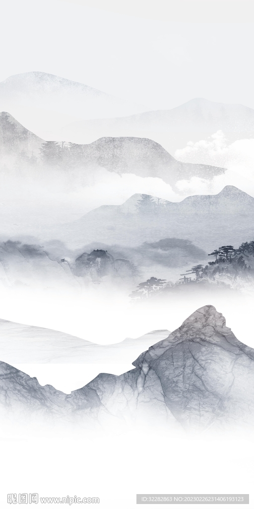 高档 玄关意境山水 TIf分层