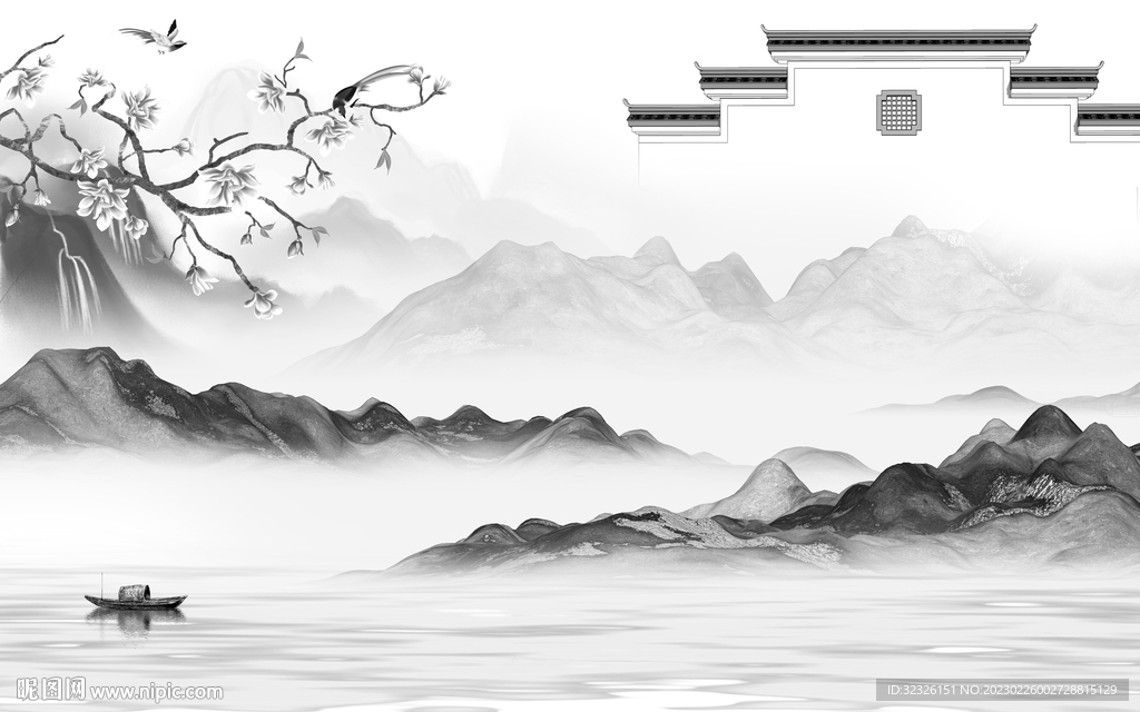 新款 客厅爆款山水 tif分层