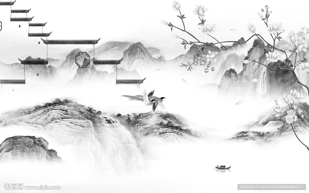 沙发 灰色高雅山水 tif分层