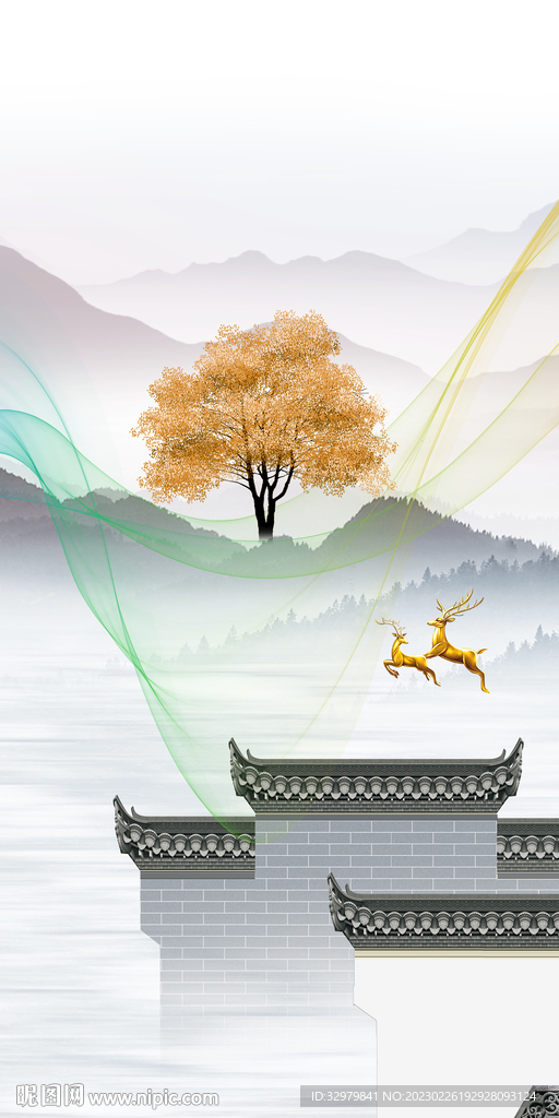 高清 现代中式玄关 TIf分层