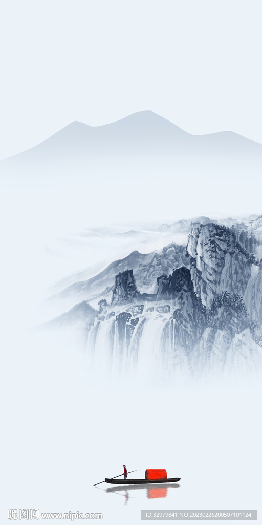 蓝色 现代山水玄关 TIf分层