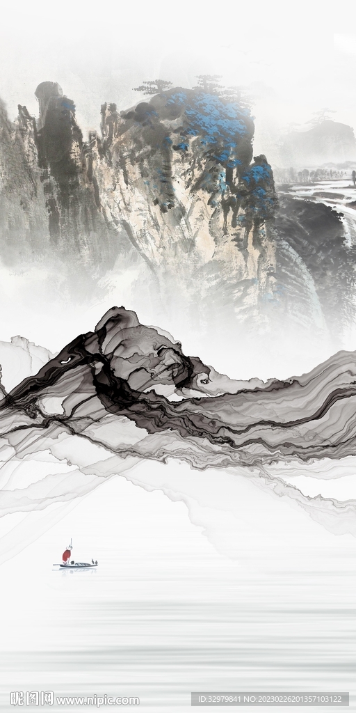 高档 现代山水玄关 TIf分层