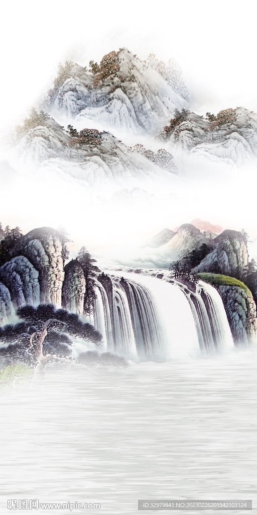 高清 现代山水玄关 TIf分层