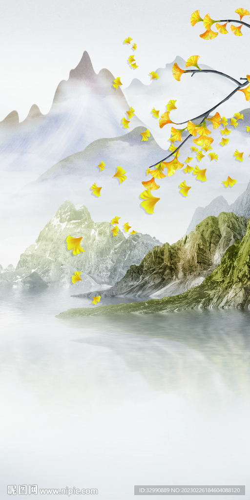 银杏 中式玄关新画 tif分层