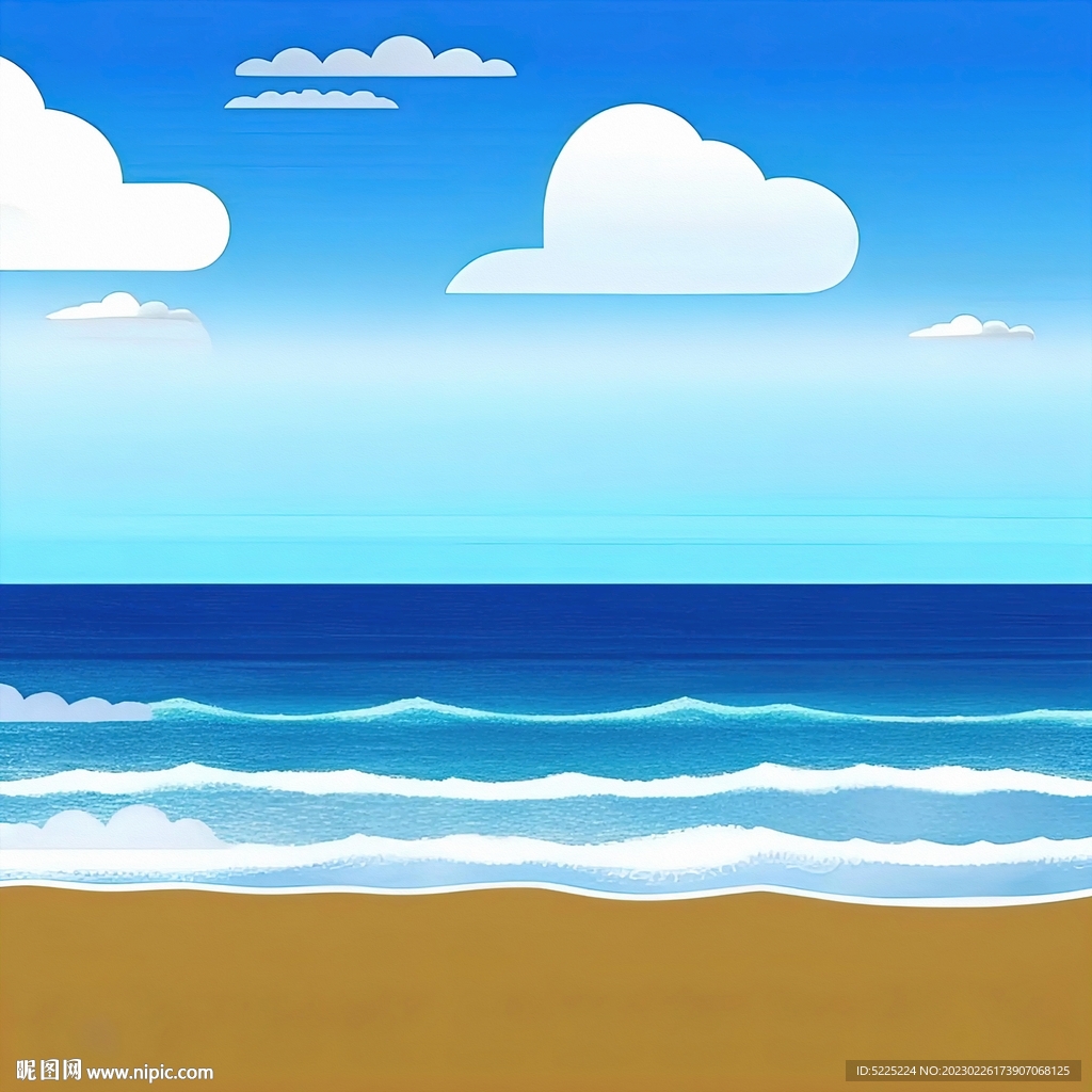 大海沙滩插画