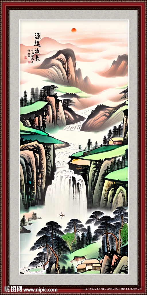 新中式玄关山水画