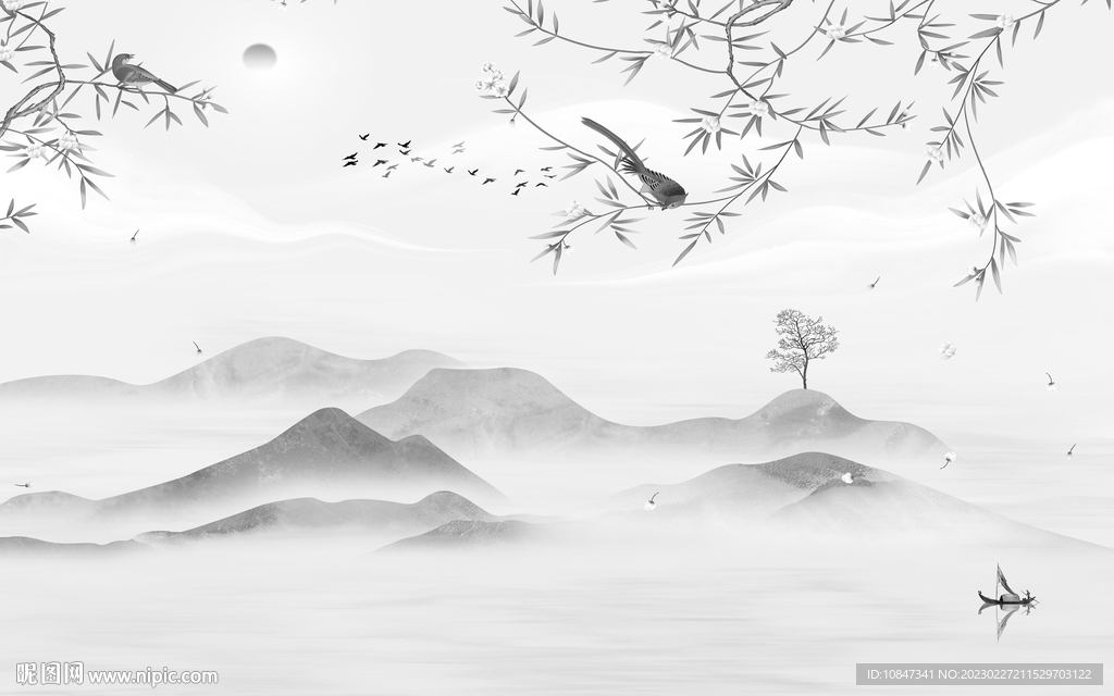 新款 灰色客厅山水 tIf分层