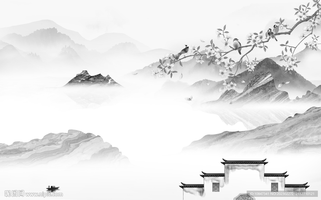 高雅 灰色客厅山水 tIf分层