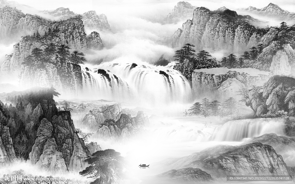 高端简约灰色山水 tIf分层