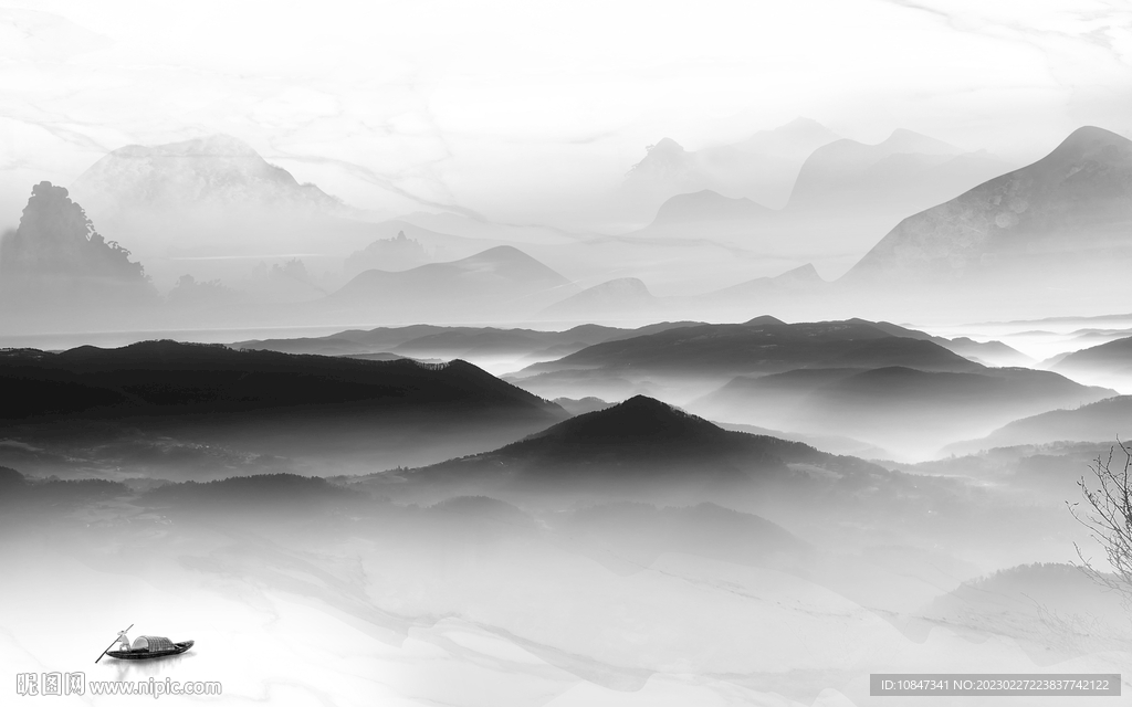 爆款 简约灰色山水 tIf分层