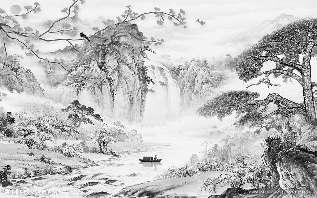 大气 简约灰色山水 tIf分层