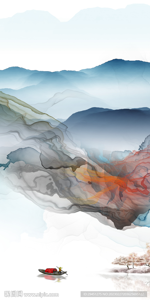 新款 山水意境玄关 TiF分层