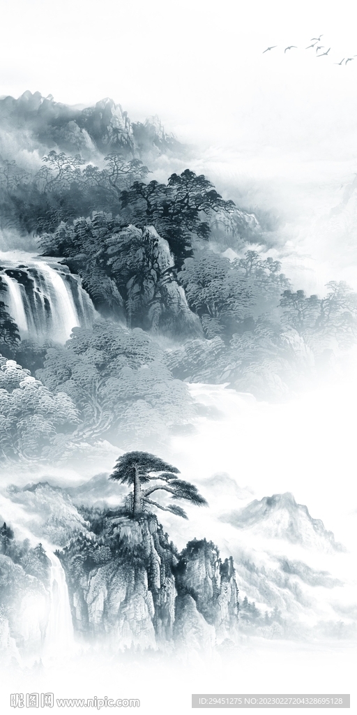 极简 中式山水玄关 TiF分层