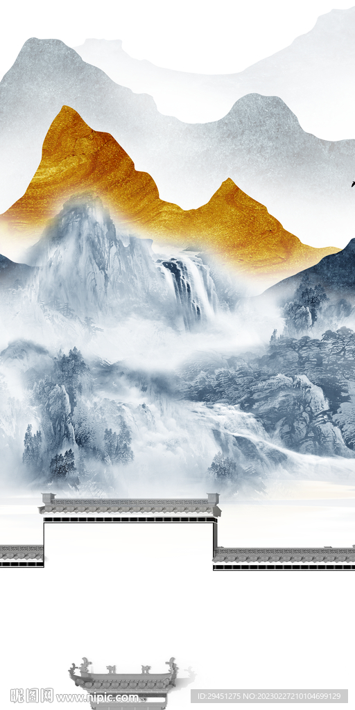 简约 山水意境玄关 TiF分层