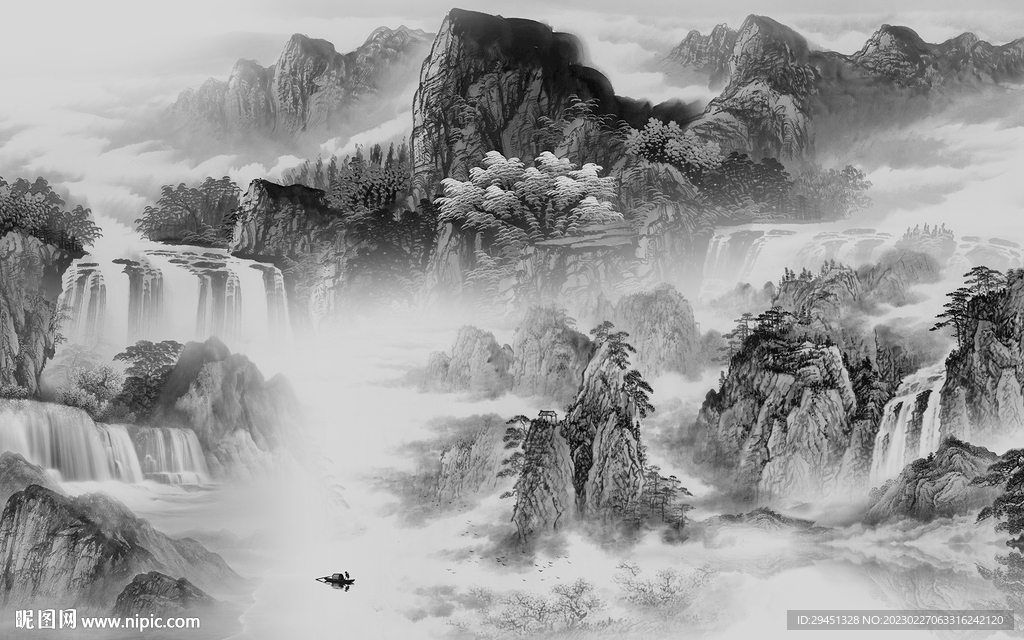 爆款 沙发灰色山水 Tif分层