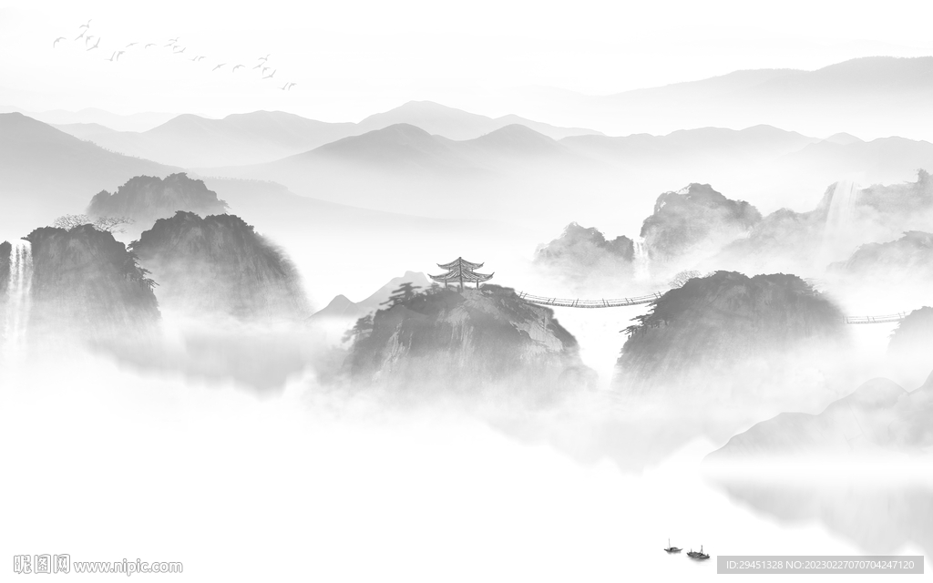 简约 沙发灰色山水 Tif分层