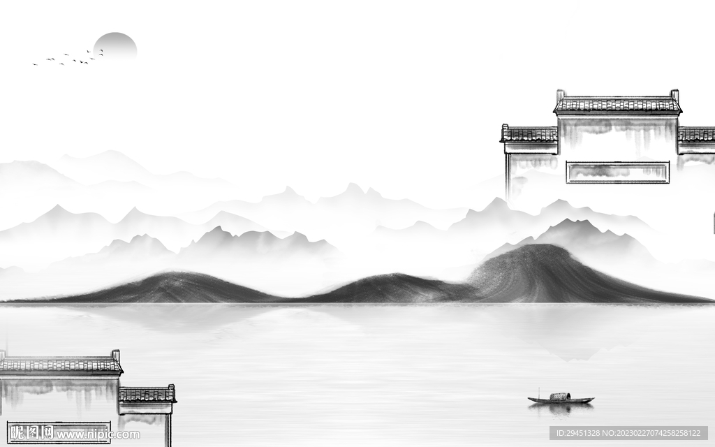 高雅 新款灰色山水 Tif分层