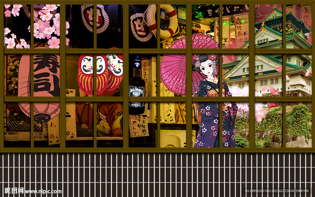 日式料理餐厅背景墙