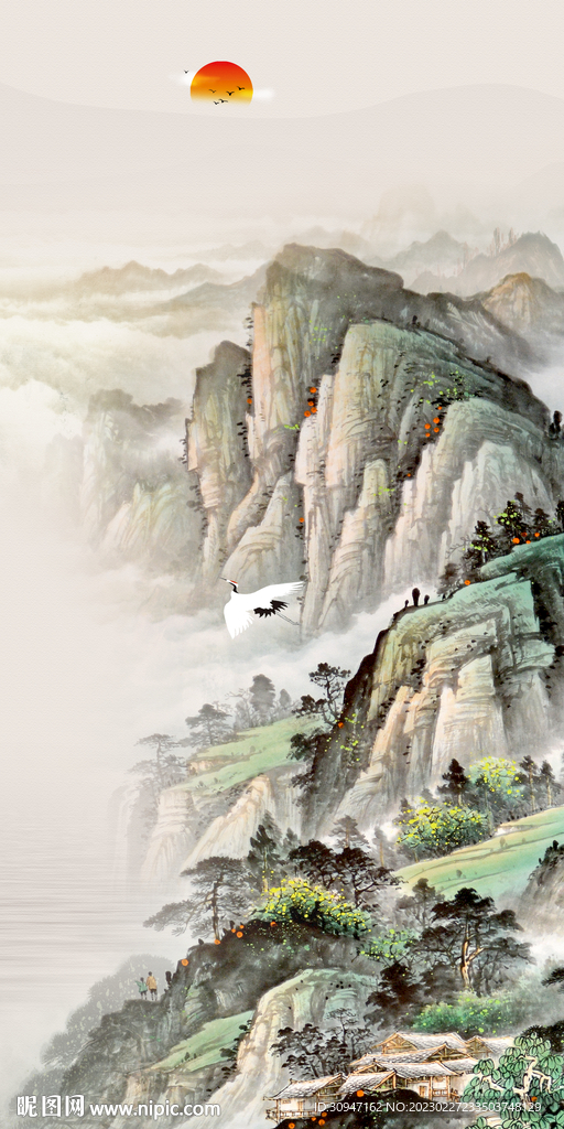 古风 玄关中式框画 tiF分层