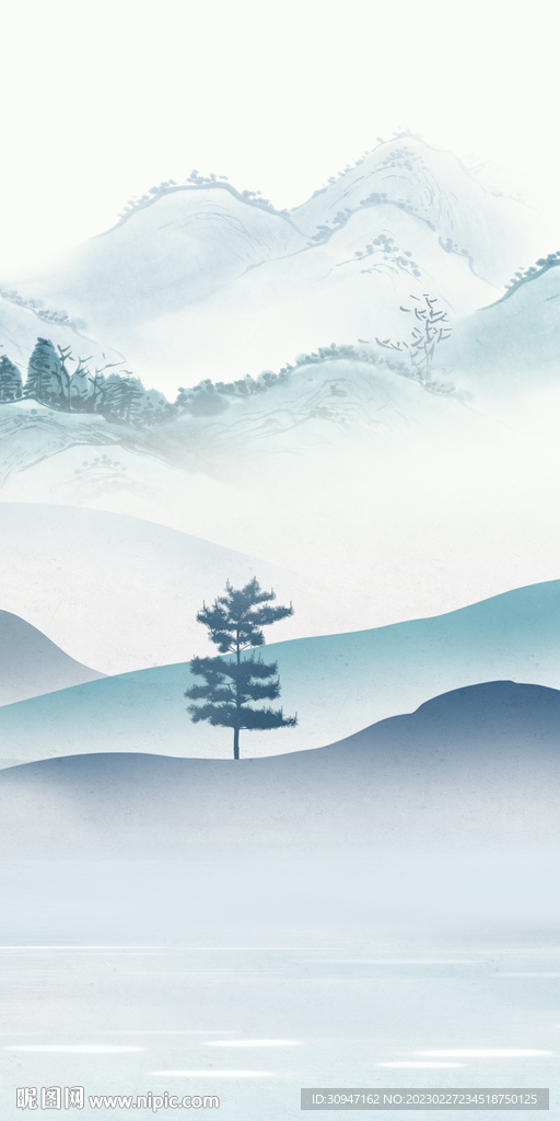 蓝色 玄关图高清画 tiF分层