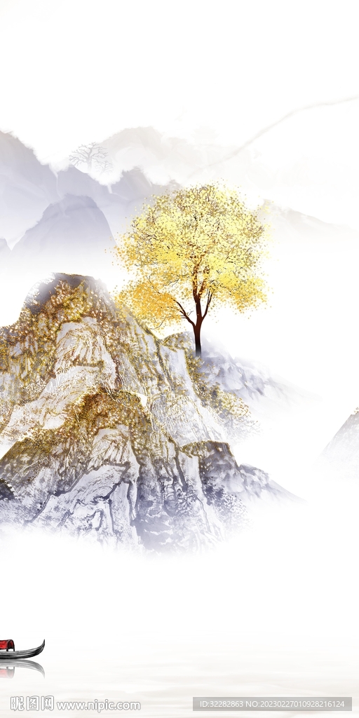 高端 玄关意境山水 TIf分层