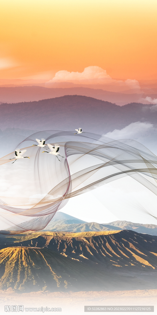 高清 玄关画山水图 TIf分层