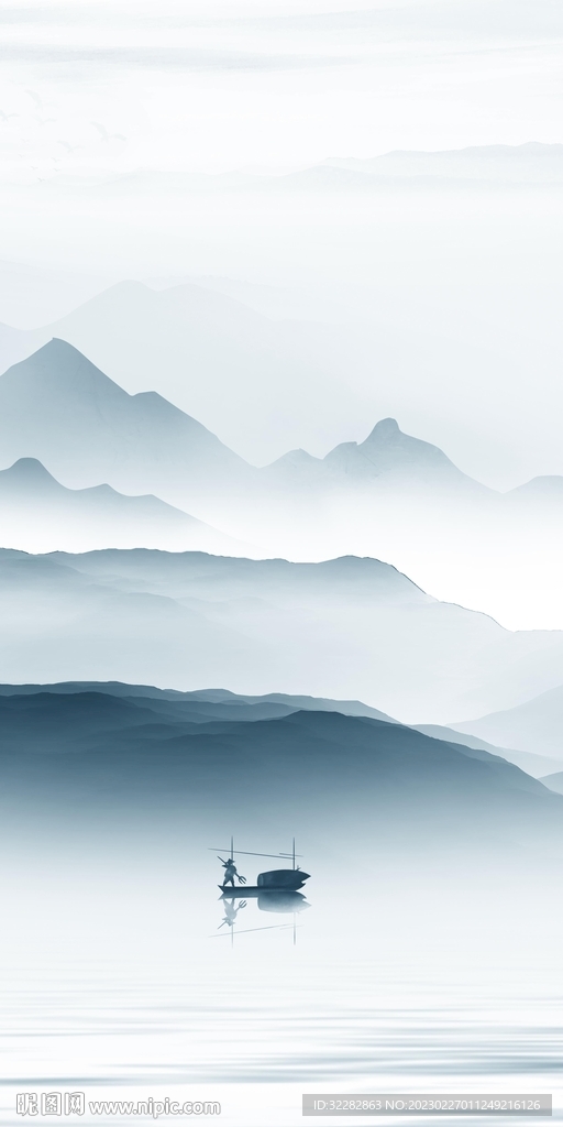 高端 玄关画山水图 TIf分层