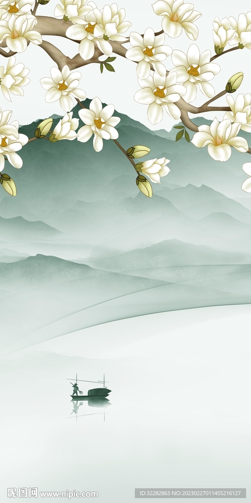 人气 玄关画山水图 TIf分层