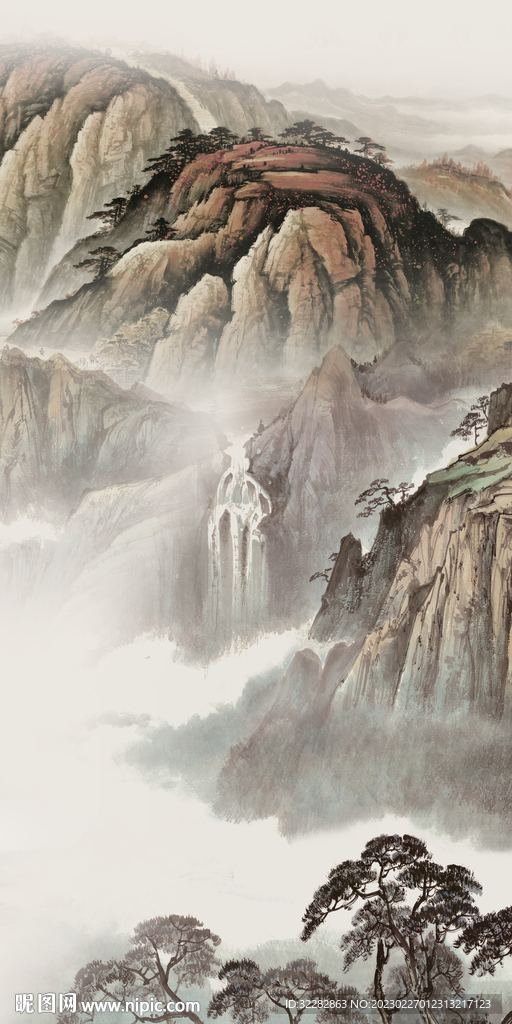 大气玄关画山水图 TIf分层