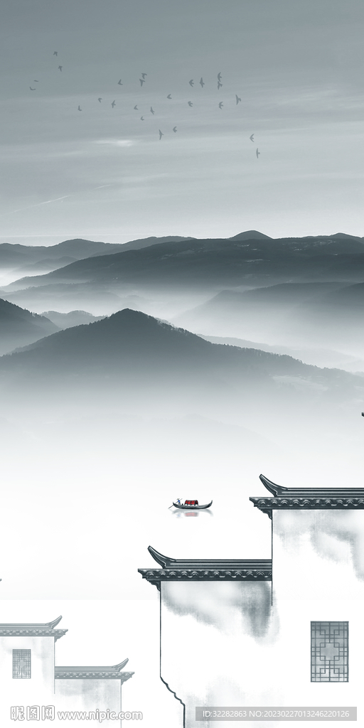 爆款 玄关风景山水 TIf分层