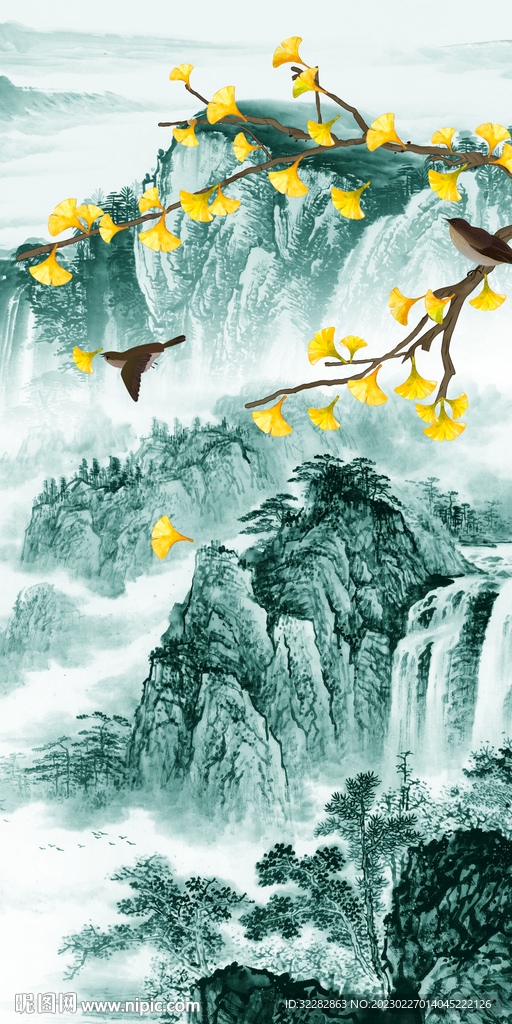 新品 玄关风景山水 TIf分层