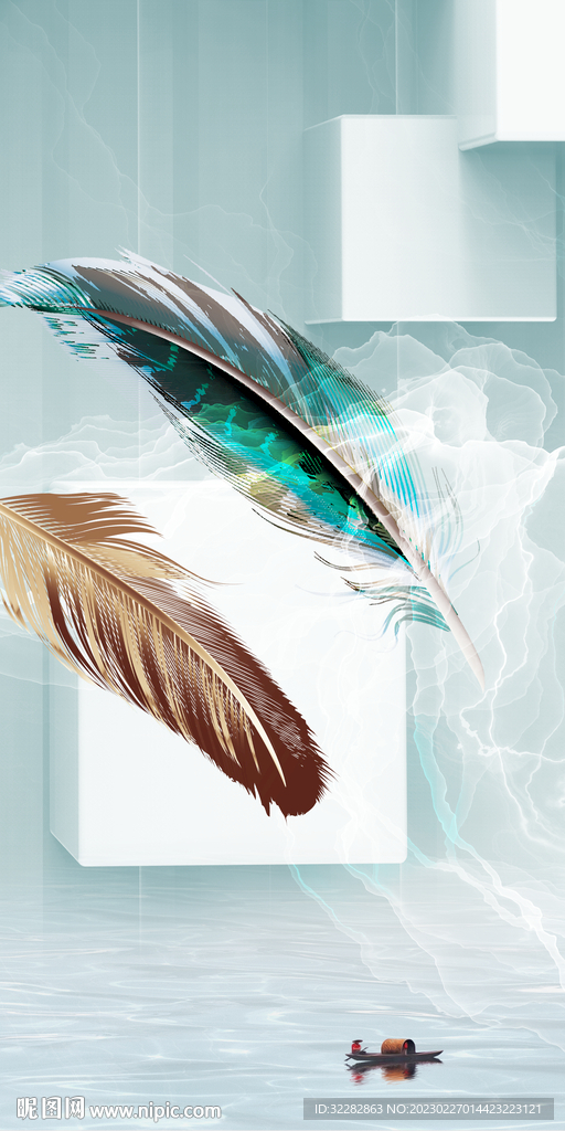羽毛 欧式玄关新画 TIF分层