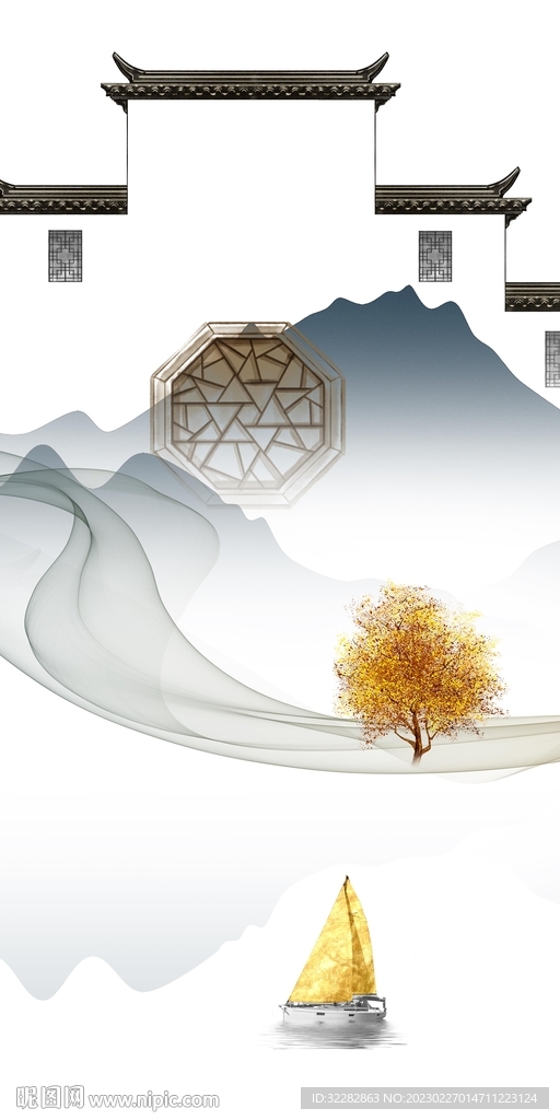 高清 玄关风景山水 TIf分层