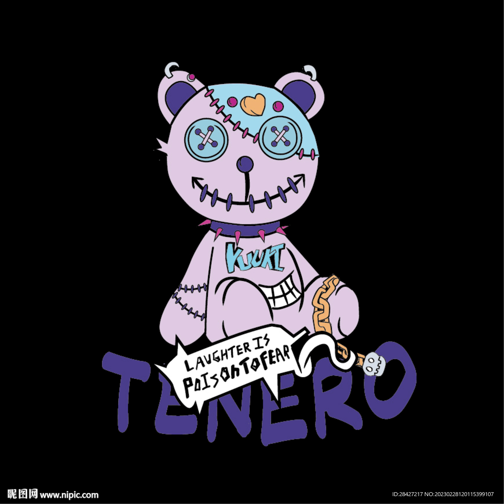 潮牌布偶卡通熊印花图案