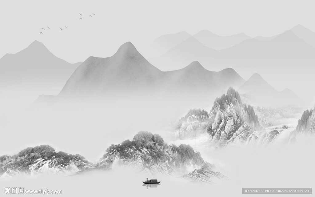 新款 灰色高端山水 Tif分层