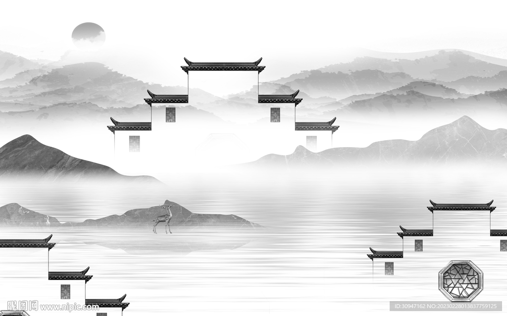 客厅 中式意境山水 TiF分层