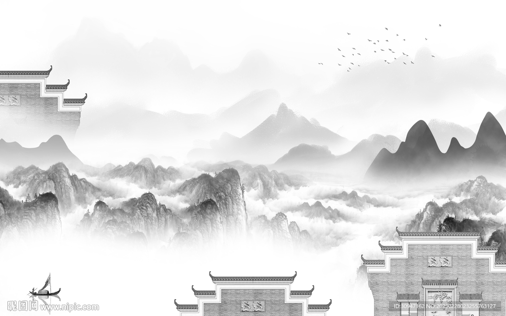 新款 灰色意境山水 TiF分层