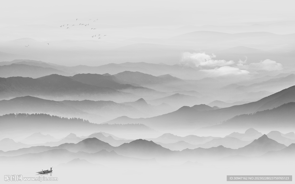 高端 灰色意境山水 TiF分层