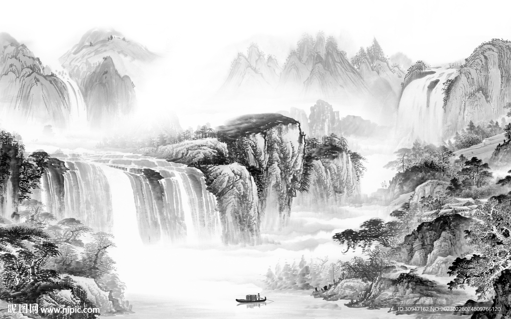 现代 灰色意境山水 TiF分层