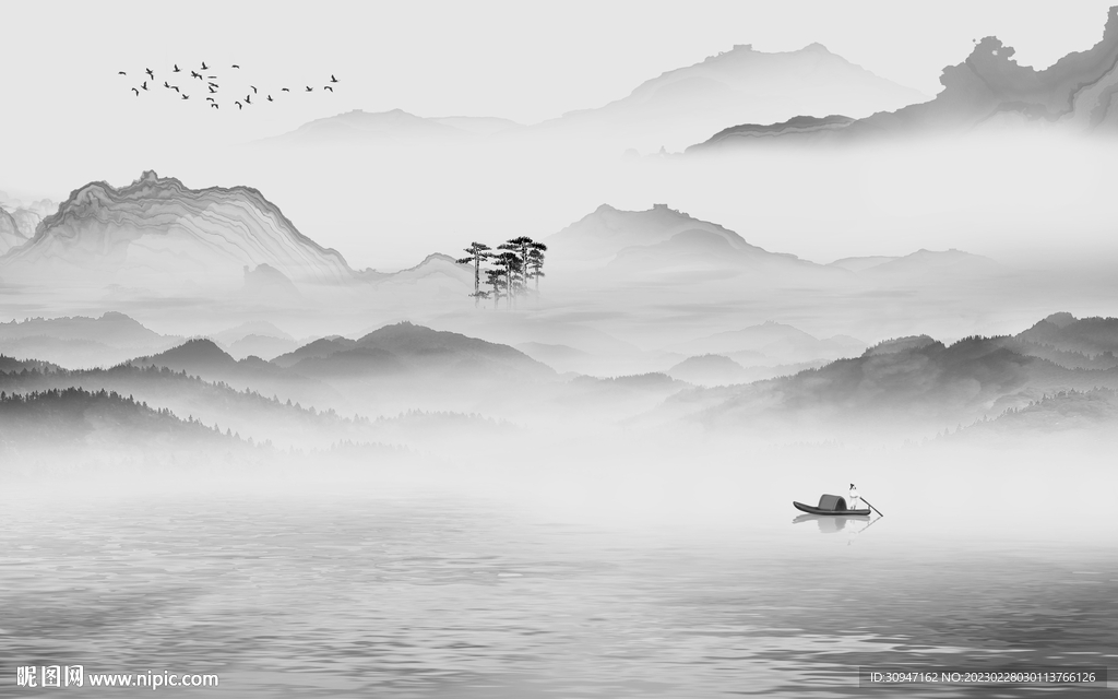 沙发 客厅灰色山水 TiF分层