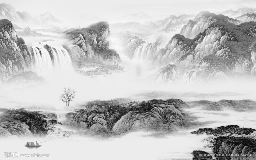 沙发 高雅灰色山水 TiF分层