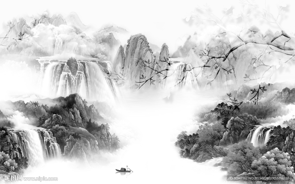 电视 高雅灰色山水 TiF分层