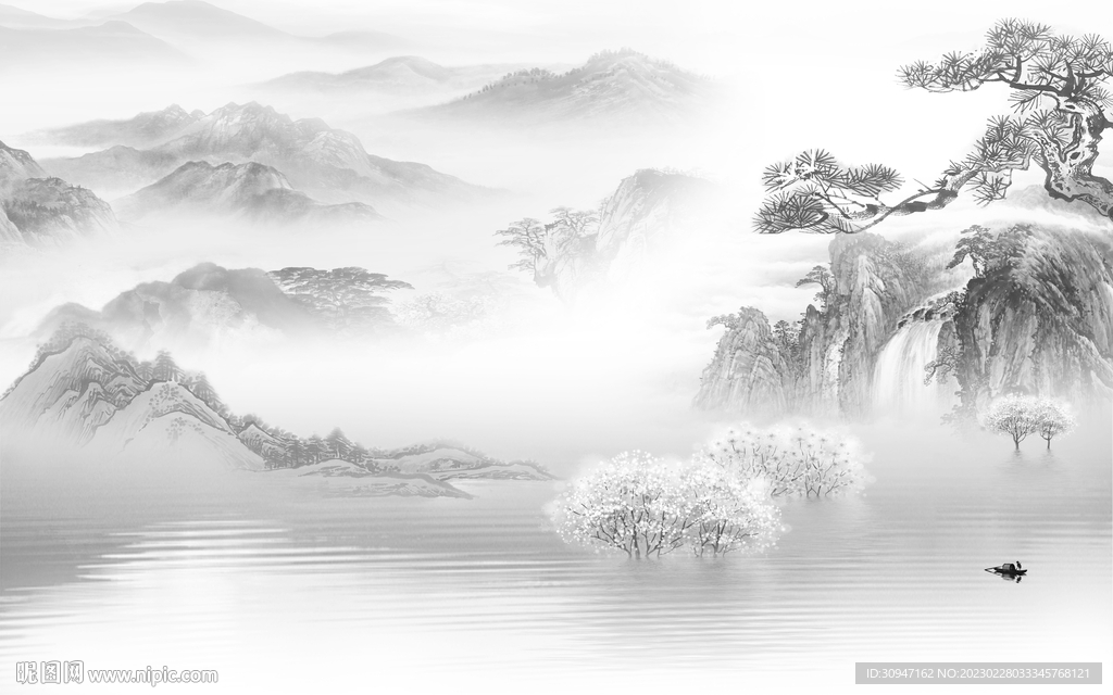 最新 高雅灰色山水 TiF分层