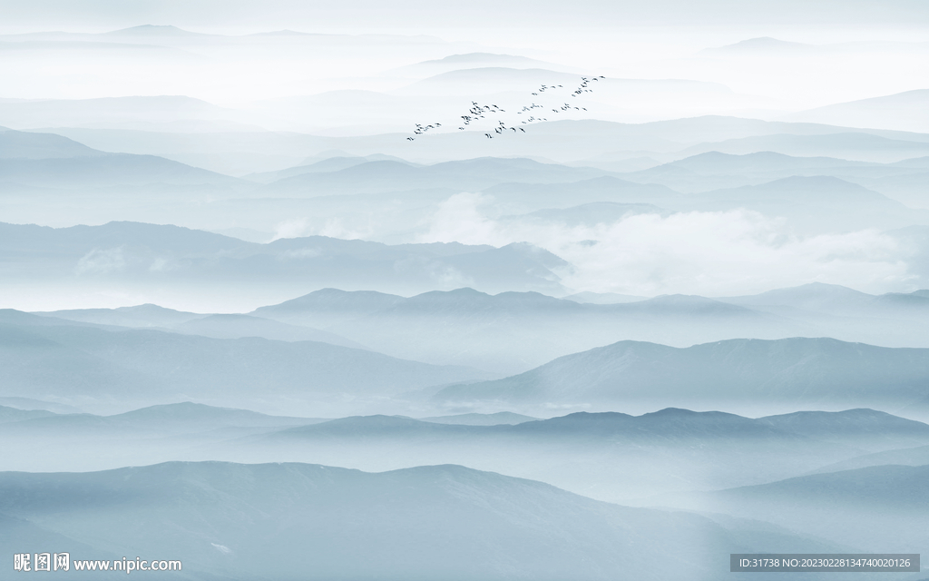 新中式意境水墨画背景墙