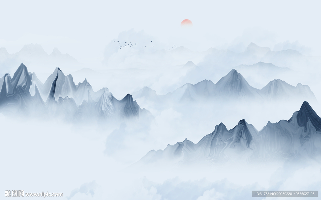 中式餐厅水墨山水画