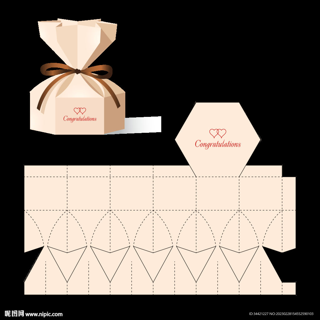 点心伴手礼包装袋展开刀版