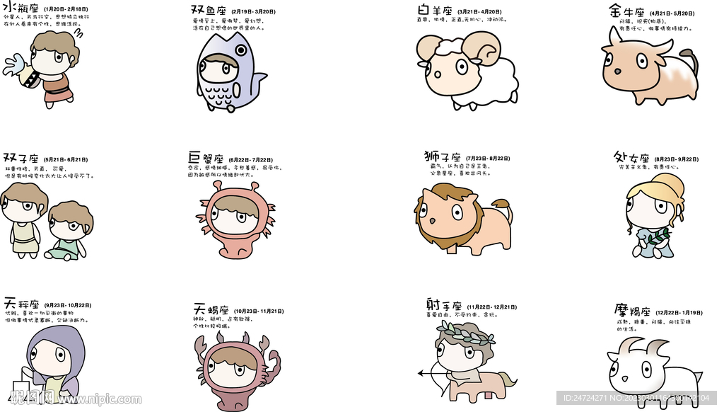 卡通12星座