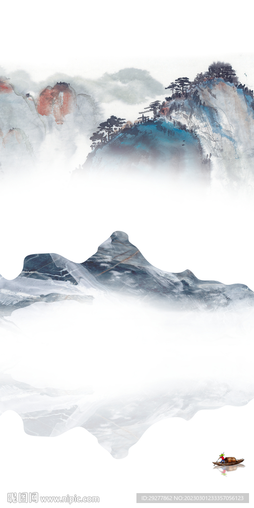 古风 山水意境玄关 TIF分层