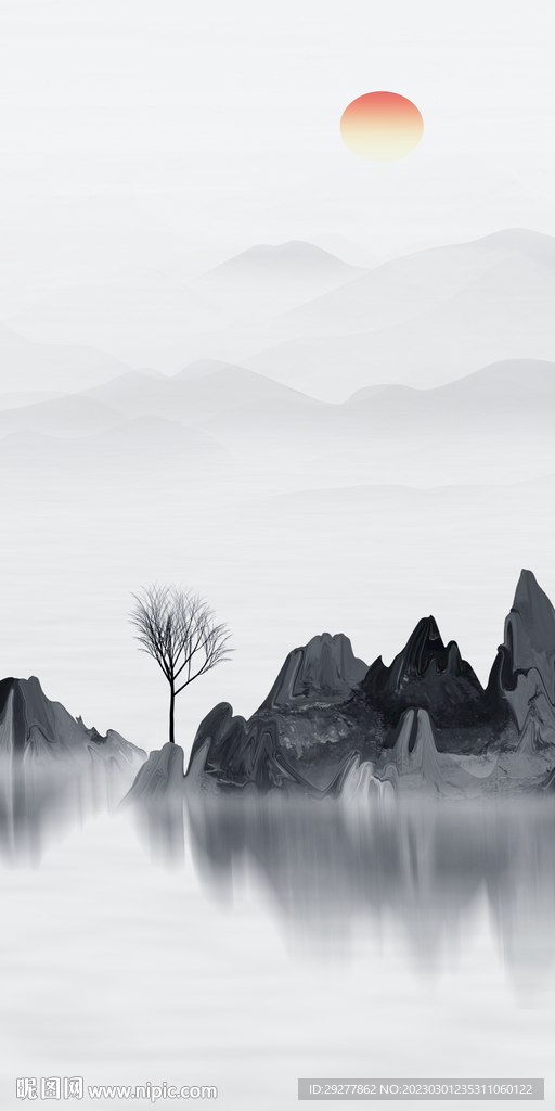 意境 新款山水玄关 tIF分层